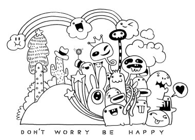 El ile çizilmiş Doodle canavarlar 