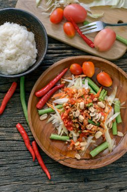 Ünlü Tayland gıda, papaya salatası, somtum