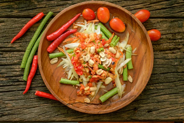 Comida tailandesa famosa, salada de mamão, somtum — Fotografia de Stock