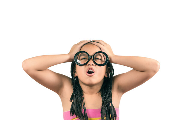 Cute little girl,dreadlocks hair style having a headache