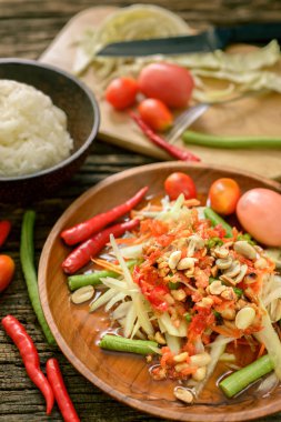 Famous Thai food, papaya salad ,somtum clipart