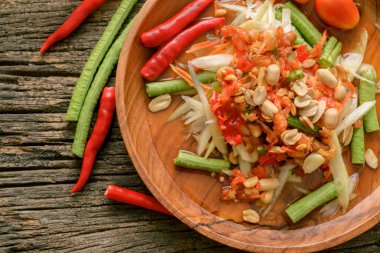Ünlü Tayland gıda, papaya salatası, somtum
