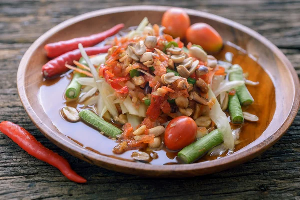 Comida tailandesa famosa, salada de mamão, somtum — Fotografia de Stock