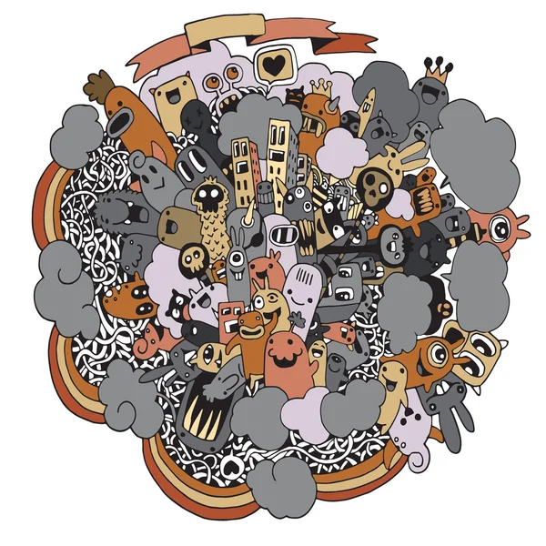 Canavarlar ve sevimli uzaylı dostu vektör çizim