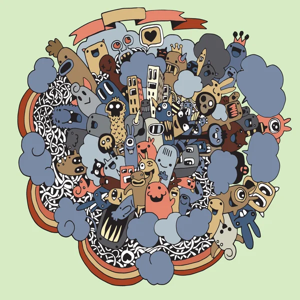 Canavarlar ve sevimli uzaylı dostu vektör çizim