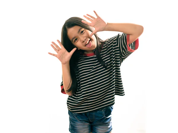 Gadis Asia berpose untuk gambar yang terisolasi di atas putih — Stok Foto