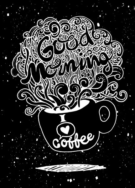 Καλημέρα σκίτσο με καφέ — Διανυσματικό Αρχείο