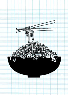 Şehriye kase ve çubuk doodle