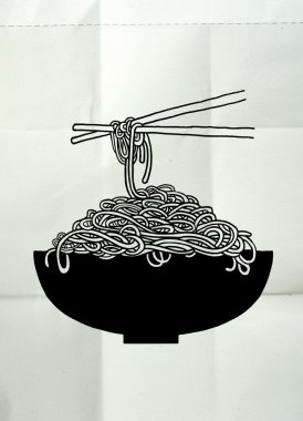 Şehriye kase ve çubuk doodle