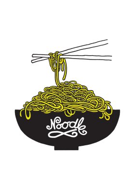 Şehriye kase ve çubuk doodle