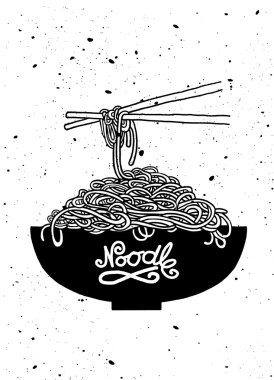 Şehriye kase ve çubuk doodle