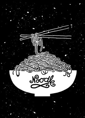 Şehriye kase ve çubuk doodle