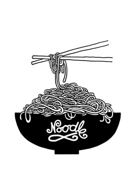 Şehriye kase ve çubuk doodle