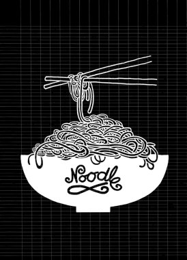 Şehriye kase ve çubuk doodle