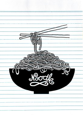 Şehriye kase ve çubuk doodle