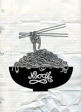 Şehriye kase ve çubuk doodle