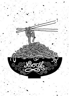 Şehriye kase ve çubuk doodle