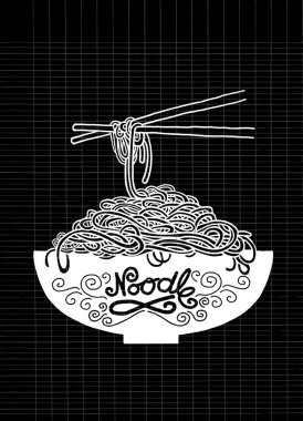 Şehriye kase ve çubuk doodle