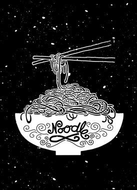 Şehriye kase ve çubuk doodle