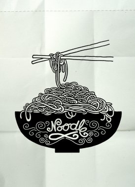 Şehriye kase ve çubuk doodle