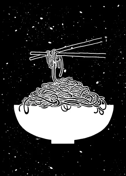 Doodle Noodle στο μπολ και chopstick — Διανυσματικό Αρχείο