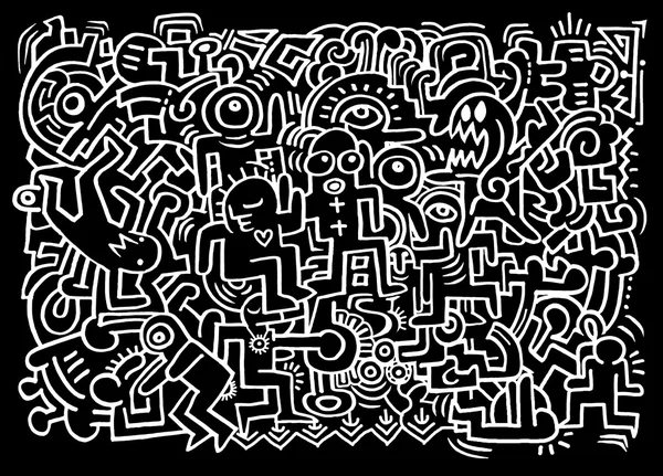 Model parti eğleniyor doodled gençler ile dans
