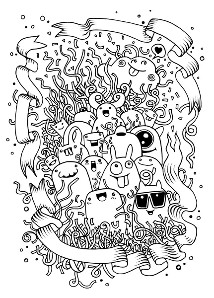 Dibujo a mano Doodle Vector Ilustración de fiesta divertida — Vector de stock