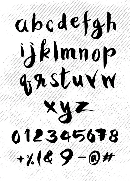 Lettere dell'alfabeto disegnate a mano, stile pennello — Vettoriale Stock