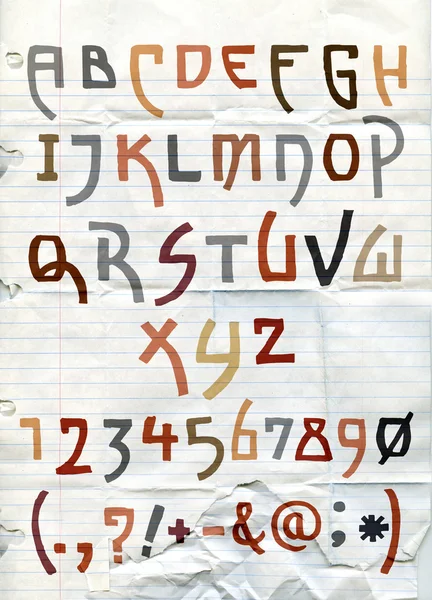Lettere alfabetiche disegnate a mano — Vettoriale Stock
