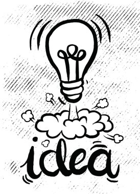 El ampul fikir vektör çizim çizimi