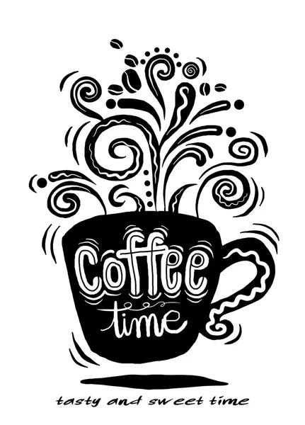 Hora do café. Lettering em forma de xícara de café conjunto . —  Vetores de Stock