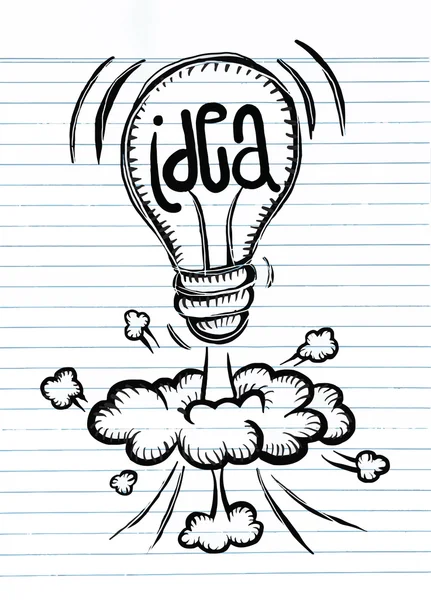 Icono de cohete de bombilla vectorial con concepto de idea. Señal dibujada a mano Doodle. ilustración vectorial — Archivo Imágenes Vectoriales