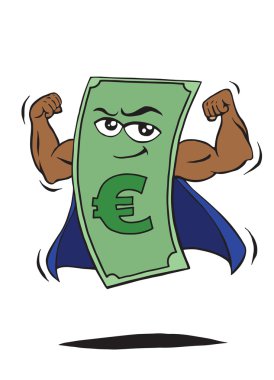 Güçlü para, güçlü Euro, iş kavramı, vektör çizim