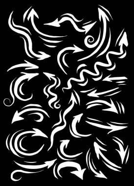 El çizilmiş ok seti, yön kalem ilerler sketc toplama