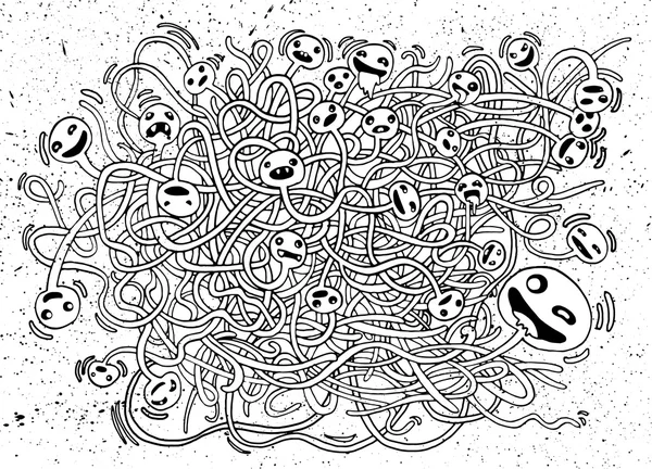 Hipster Hand drawn Crazy doodle Monster, bacteria germs ,drawing — Stock Vector