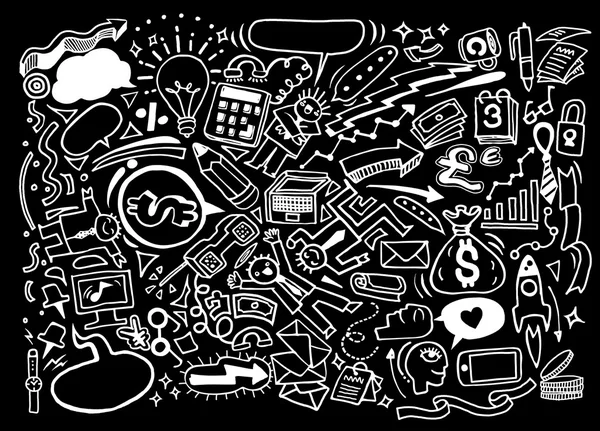 Geschäftsidee Doodles Icons gesetzt. Vektorillustration. — Stockvektor