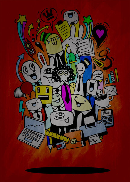 Group of businessman, sketch for your design. Vector illustratio