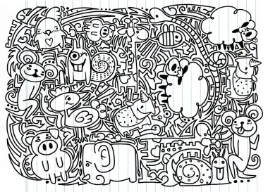doodle hayvanların çizimler vektör