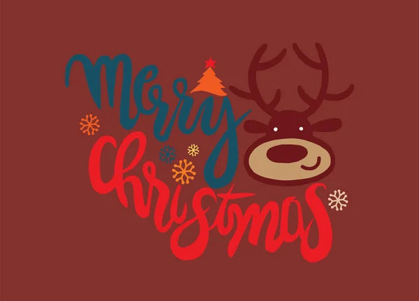 Tarjeta de Navidad vectorial con renos lindos.Doodles vector illustra — Archivo Imágenes Vectoriales