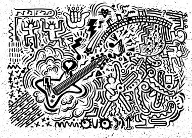 Soyut Müzik Arka Plan , Müzik aletleri ile Kolaj. El