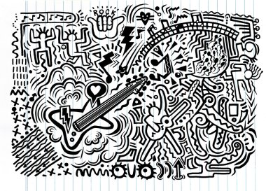 Soyut Müzik Arka Plan , Müzik aletleri ile Kolaj. El