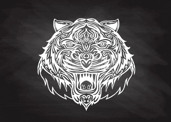 Kézzel rajzolt Tiger Tattoo.psychedelic tigris elszigetelt fej — Stock Vector