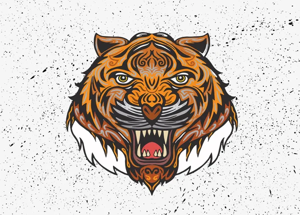 Cabeza de tigre dibujada a mano Tattoo.psychedelic tigre aislado — Archivo Imágenes Vectoriales