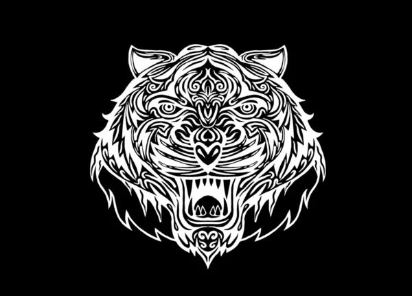 Рука намальована голова тигра татуювання.психоделічний тигр ізольовано — стоковий вектор