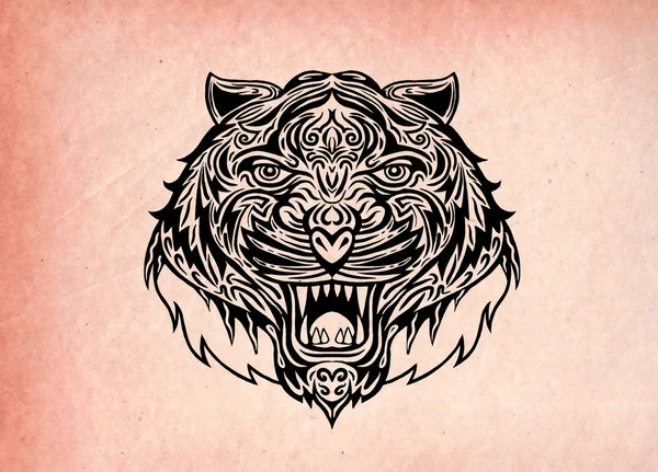 Cabeza de tigre dibujada a mano Tattoo.psychedelic tigre aislado — Archivo Imágenes Vectoriales