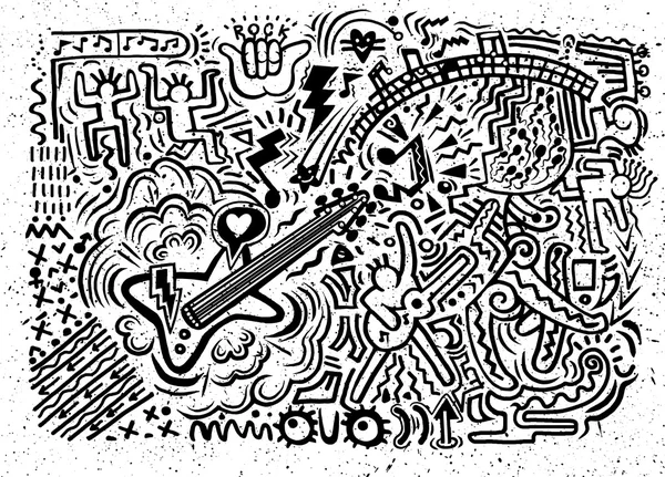 Fundal muzical abstract, Colaj cu instrumente muzicale.Mână — Vector de stoc