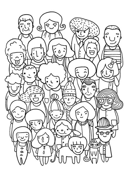 Dibujos a mano, Grupo de personas, boceto para su diseño — Vector de stock