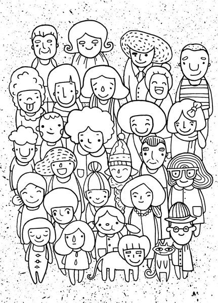 Dibujos a mano, Grupo de personas, boceto para su diseño — Vector de stock