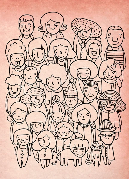 Dibujos a mano, Grupo de personas, boceto para su diseño — Vector de stock