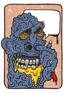 Elle çizilmiş vektör çizim canavar 